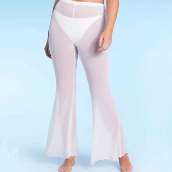 NEW Wild Fable Sheer White Flare Mesh Pants – Size L (12–14) – Swim Cover Up - Picture 3 of 6